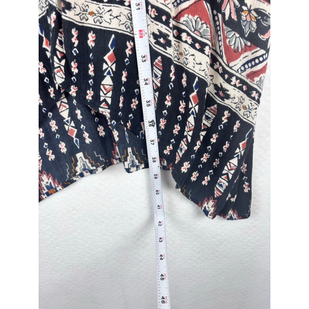 Billabong Boho Tribal Floral Open Front Kimono Cover Up M/L Navy Pink Rayon - Picture 5 of 6